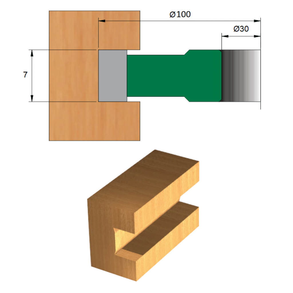 Fresa para Ranhura Ø100 x 7 x 30 – 6 Dentes - Cód. 1800.33